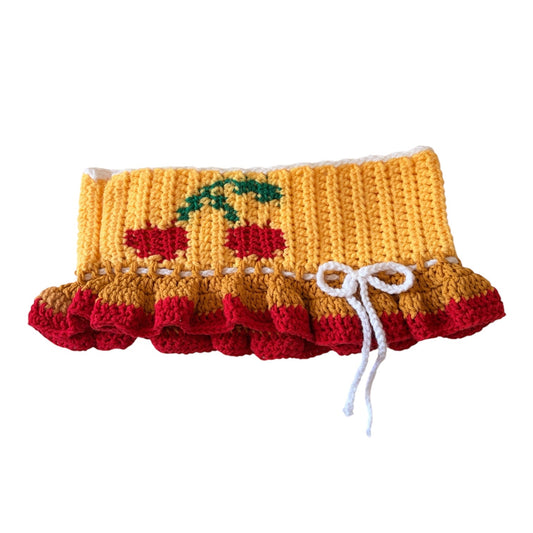 Yellow/Red Cherry Micro Mini Skirt