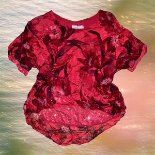 Italian Red Flowy Blouse