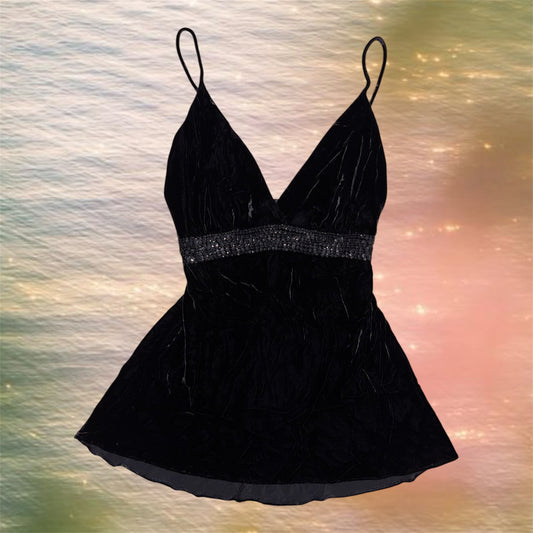 Express black velvet babydoll top