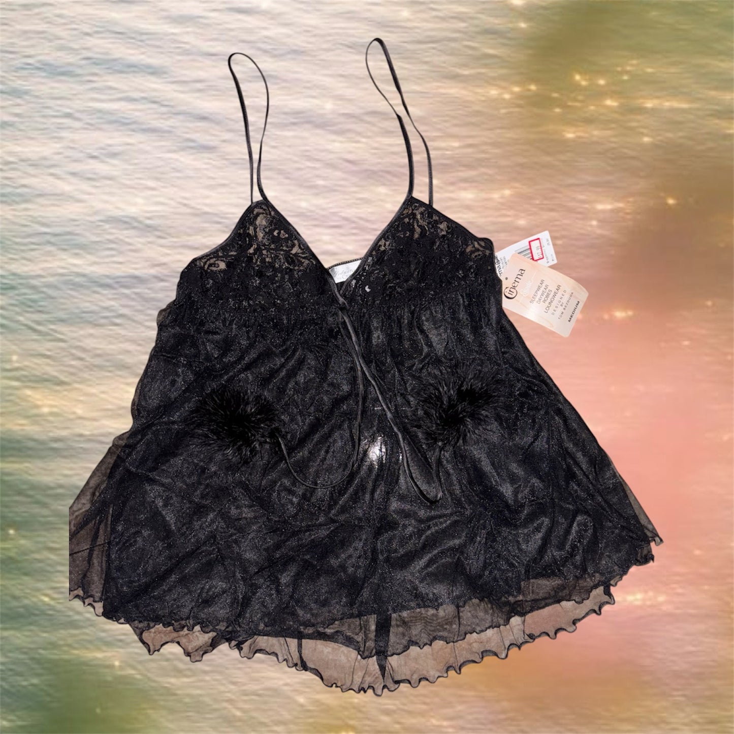 Pop Pom Black Babydoll Lingerie