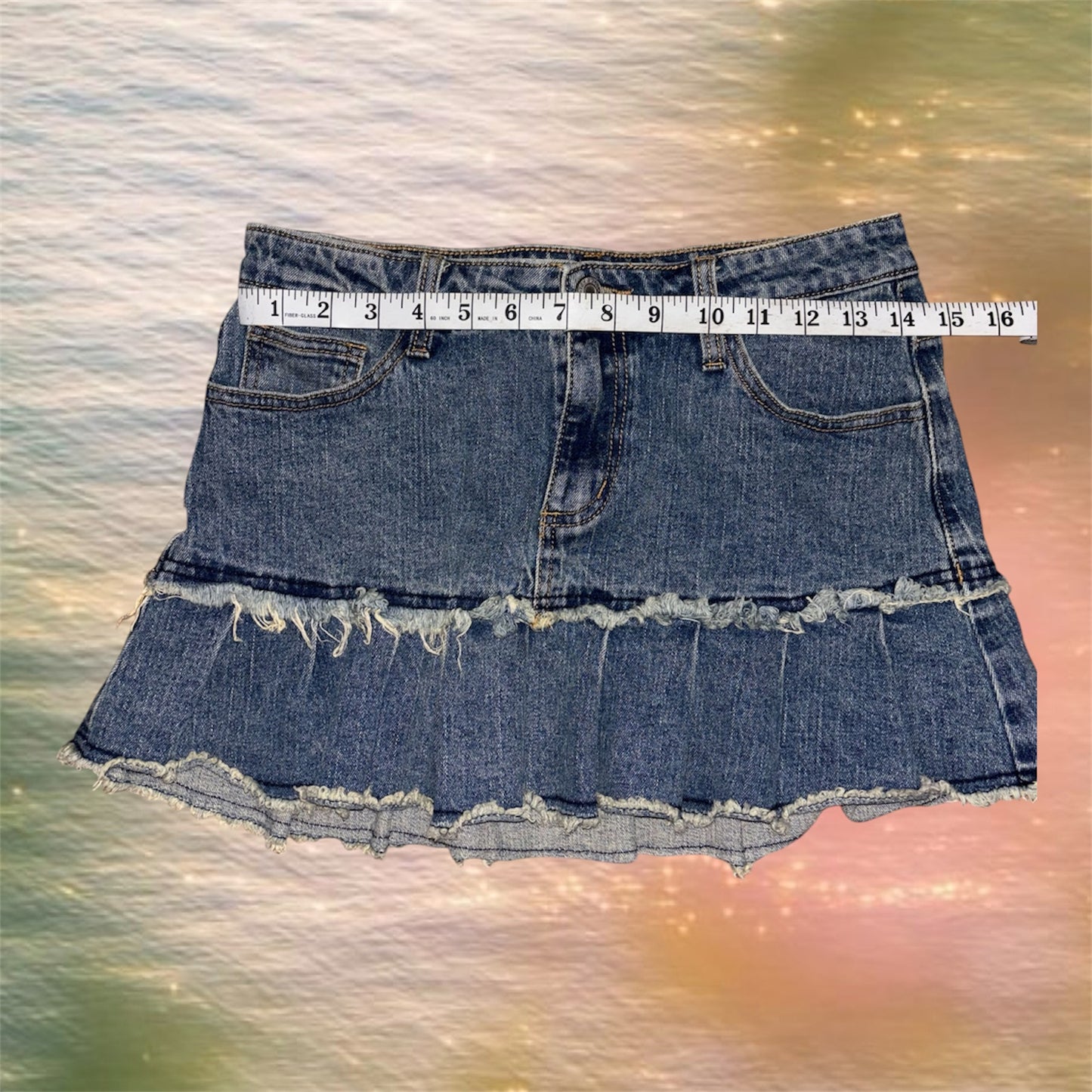 Pleaded Denim Mini Skirt