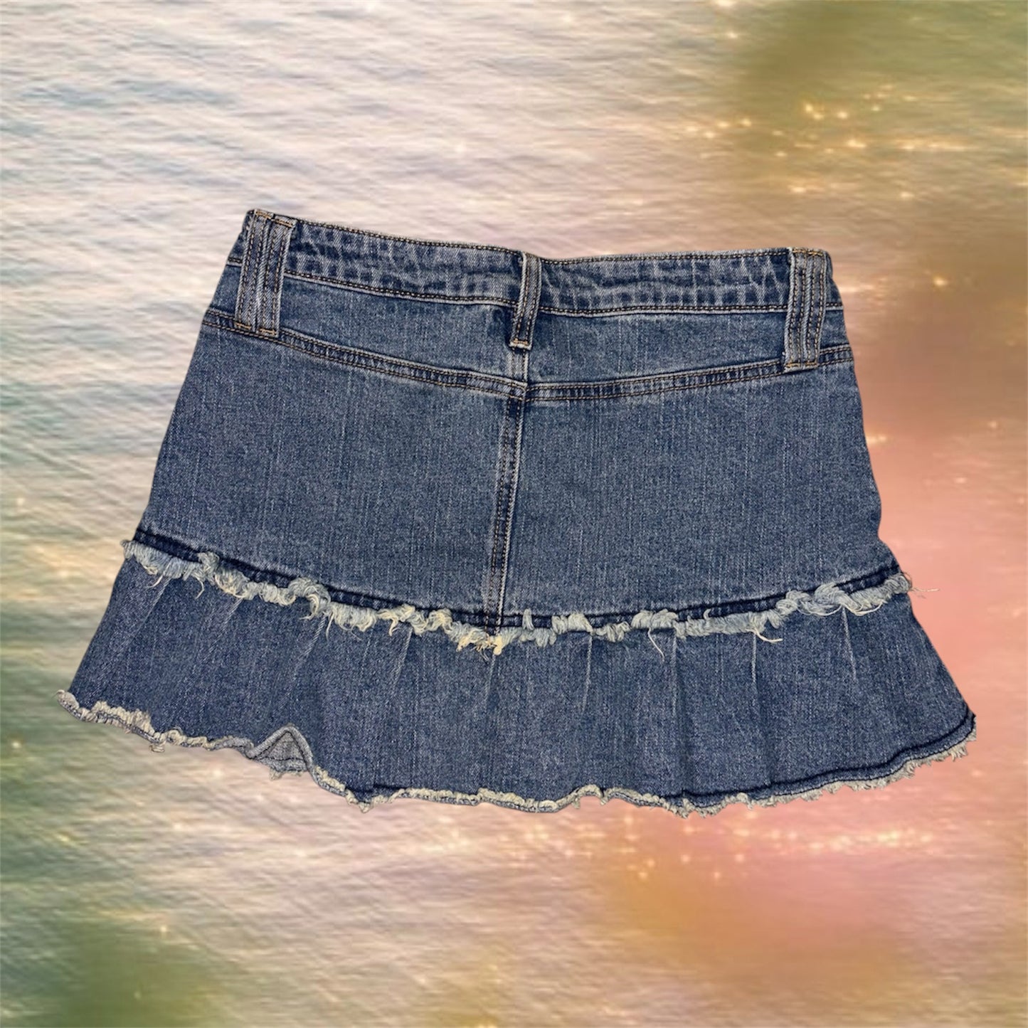 Pleaded Denim Mini Skirt