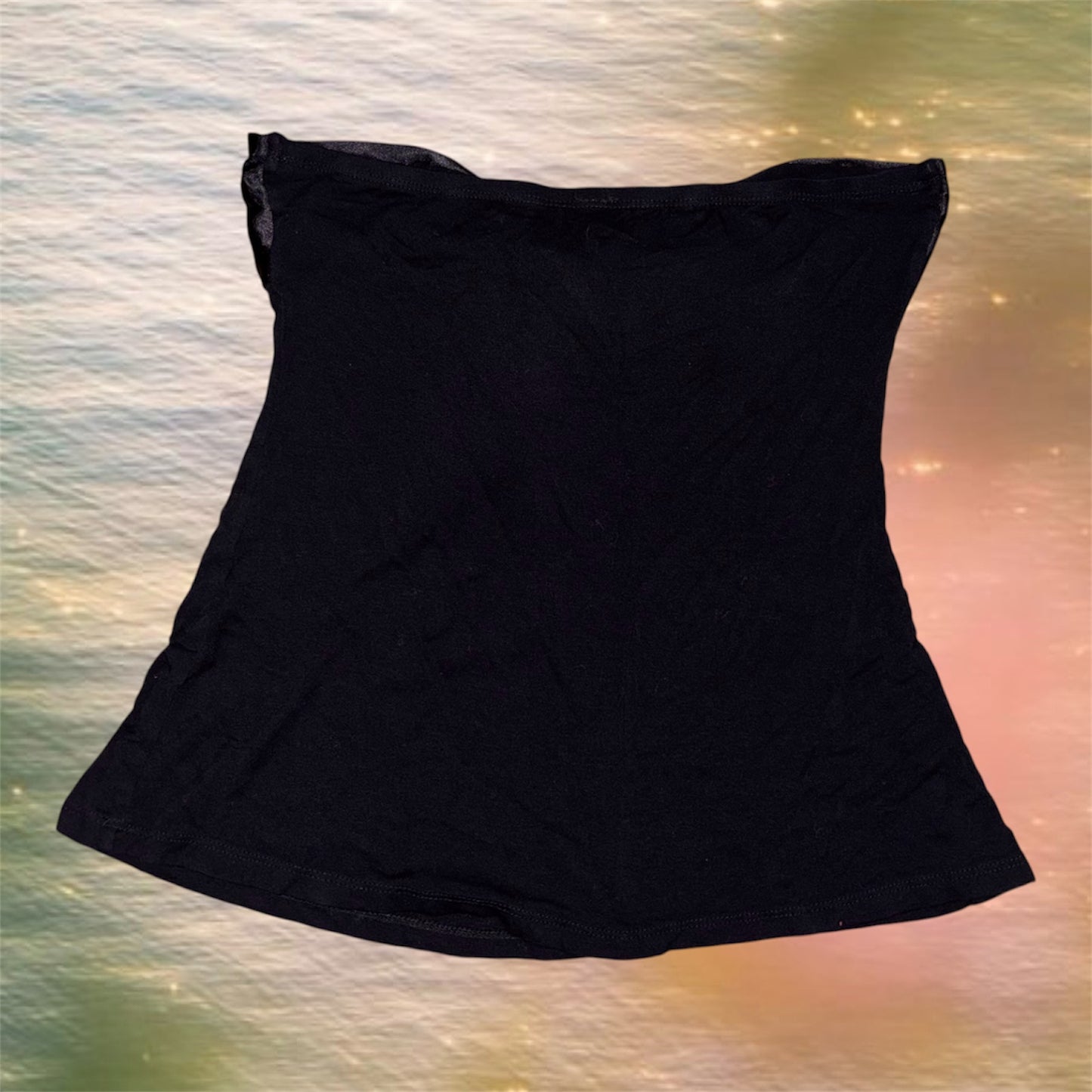 Black Strapless Tie Front Top
