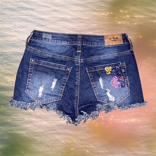 Y2K Floral Embroidered Denim Shorts