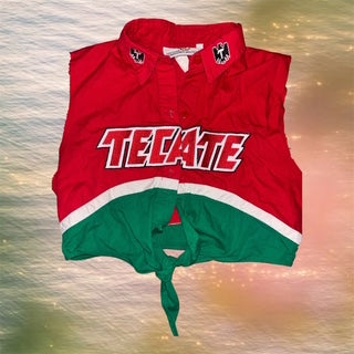 Tecate Button Cropped Tie Top