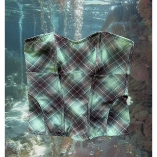 CANCER COLLECTION Mint Green Plaid Corset