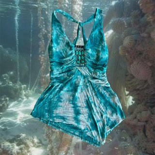 CANCER COLLECTION Turquoise Tie Dye Asymmetrical Top