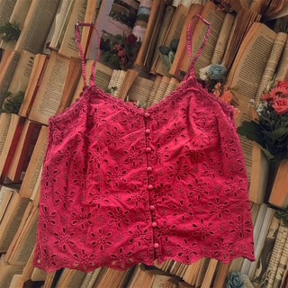 CANCER COLLECTION Abercrombie & Fitch Red Cami Button Top