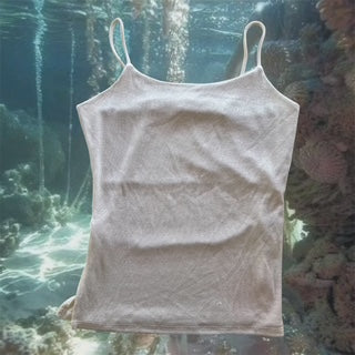 CANCER COLLECTION Pearl White Tank Top with Silver Back Chain