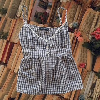 CANCER COLLECTION Brandy Melville Plaid Baybydoll Top