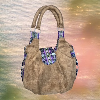 Brown Bag With Purple Designs