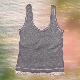 Abercrombie & Fitch Gray Tank with Peek A Boo Lace Trim