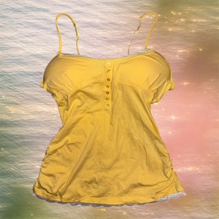Yellow Cami Top with White Lace [XL]