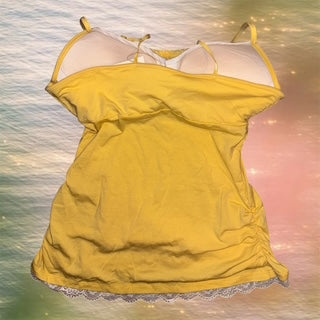 Yellow Cami Top with White Lace [XL]
