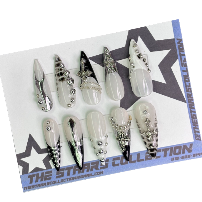 Monochromatic Medium Stiletto Press-On Nails
