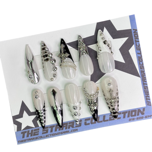 Monochromatic Medium Stiletto Press-On Nails