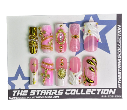 Princess Pink Long Square Press-On Nails