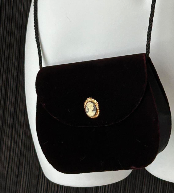 1990s Vintage Deep Red Gothic Crossbody and Clutch Bag