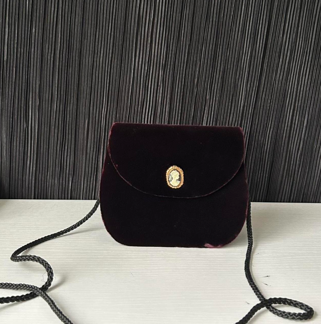 1990s Vintage Deep Red Gothic Crossbody and Clutch Bag