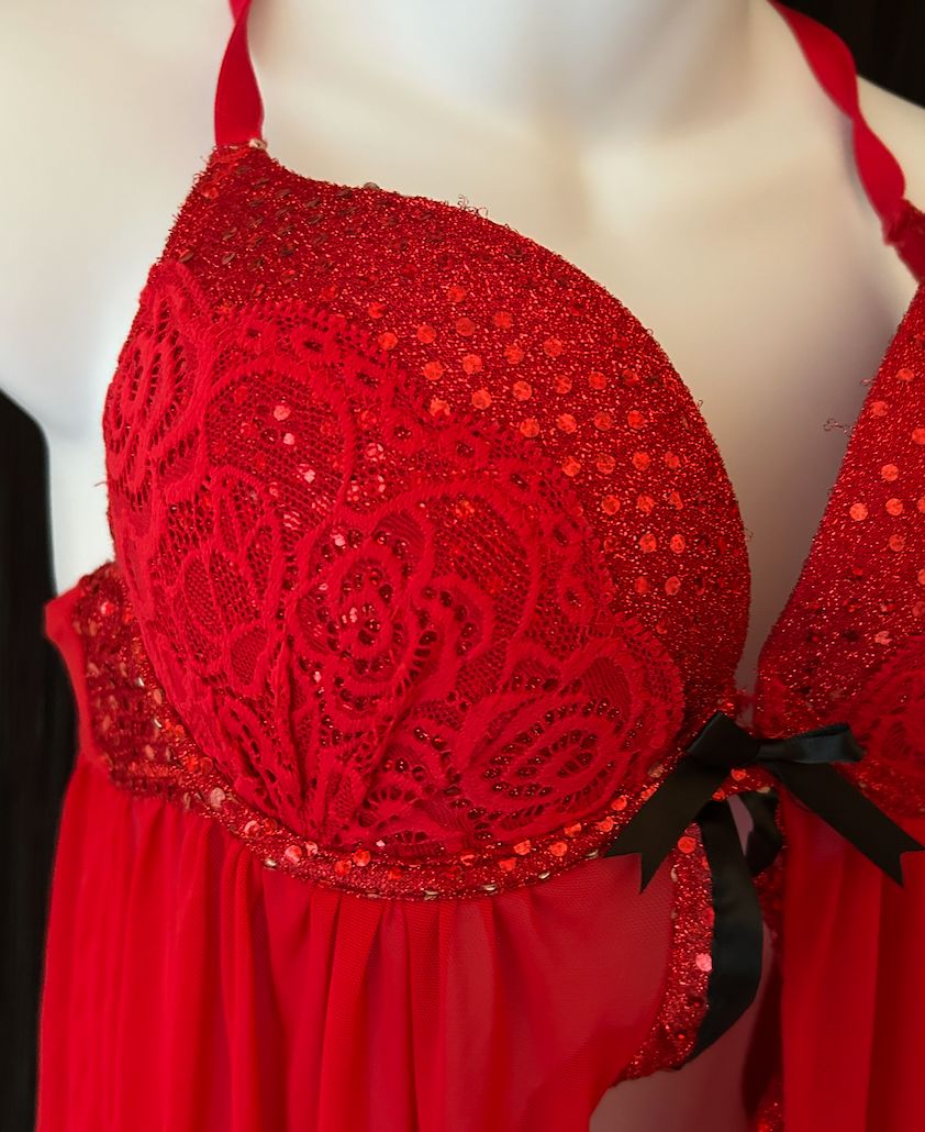2000s Red Lace Layering Top