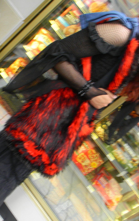 3PM Clothing 1/1 Black & Red Faux Fur Bag