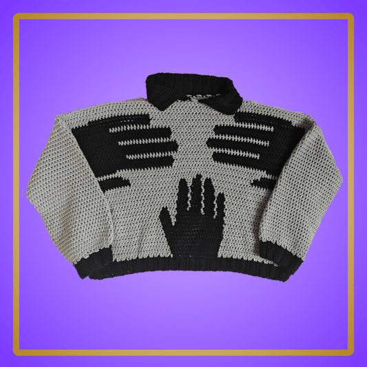 grey/black hands oversized sweater