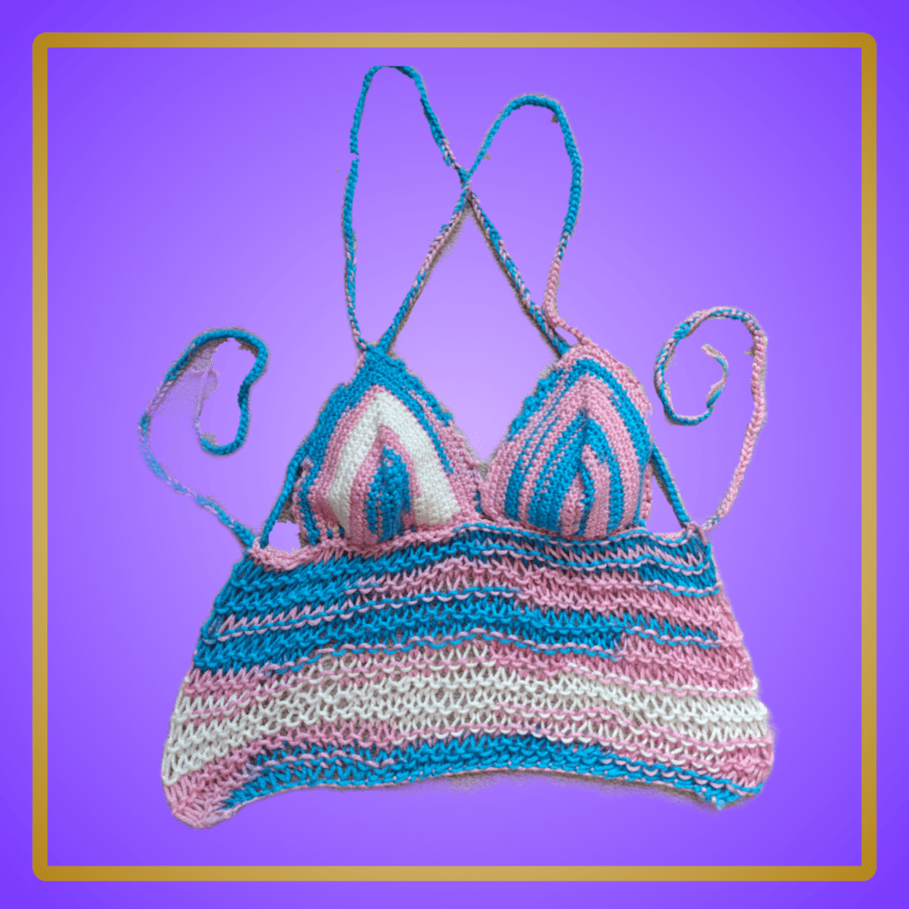 trans pride backless bralette top