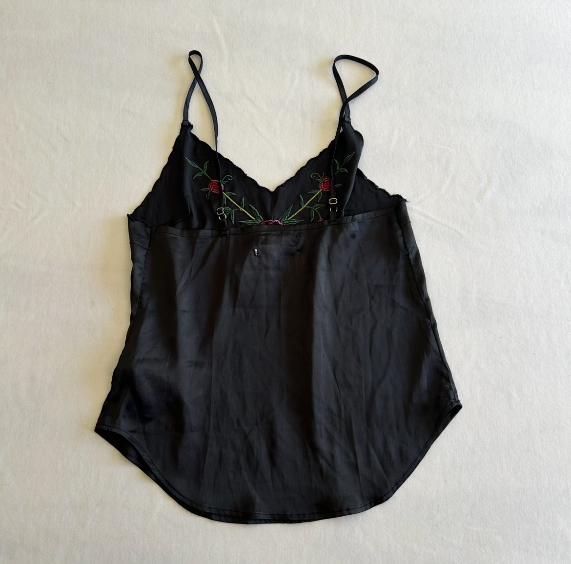 Black Floral Embroidery Camisole Tank